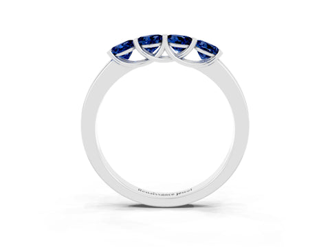 White gold Four-Stone Round Blue Sapphire Prong-Set Band_21