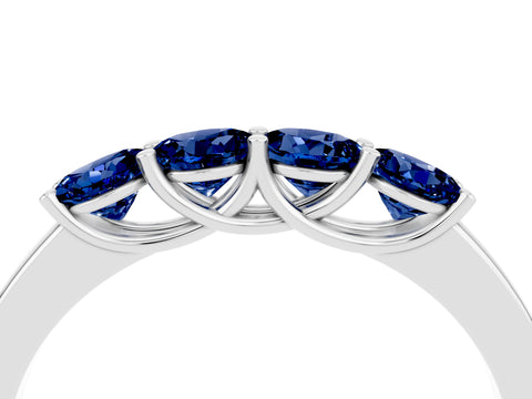 White gold Four-Stone Round Blue Sapphire Prong-Set Band_22