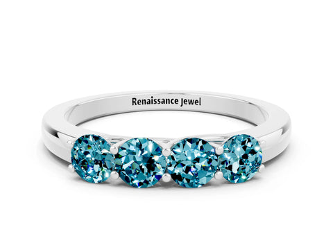 White gold Four-Stone Round Blue Topaz Prong-Set Band_18
