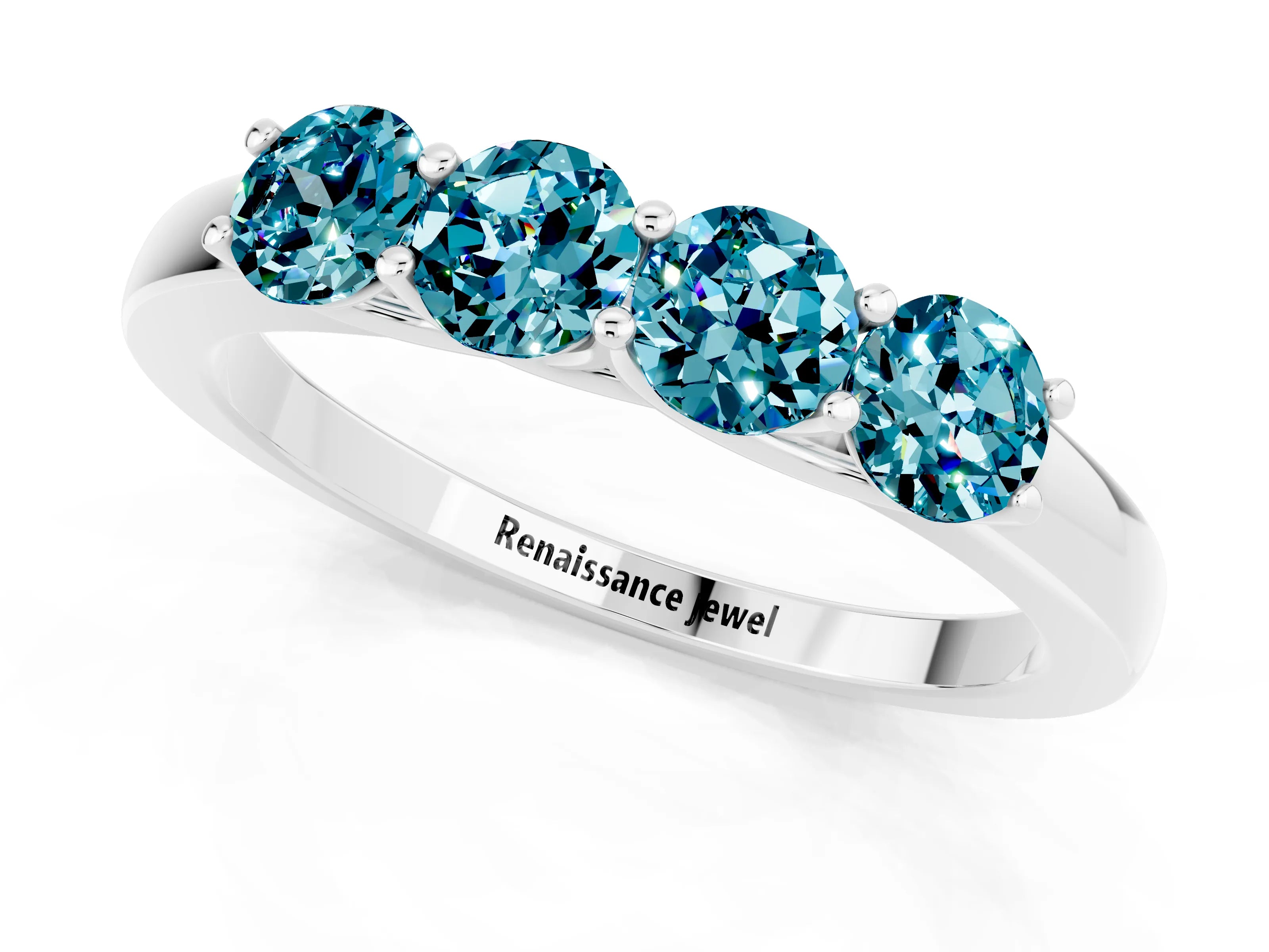 White gold Four-Stone Round Blue Topaz Prong-Set Band_19