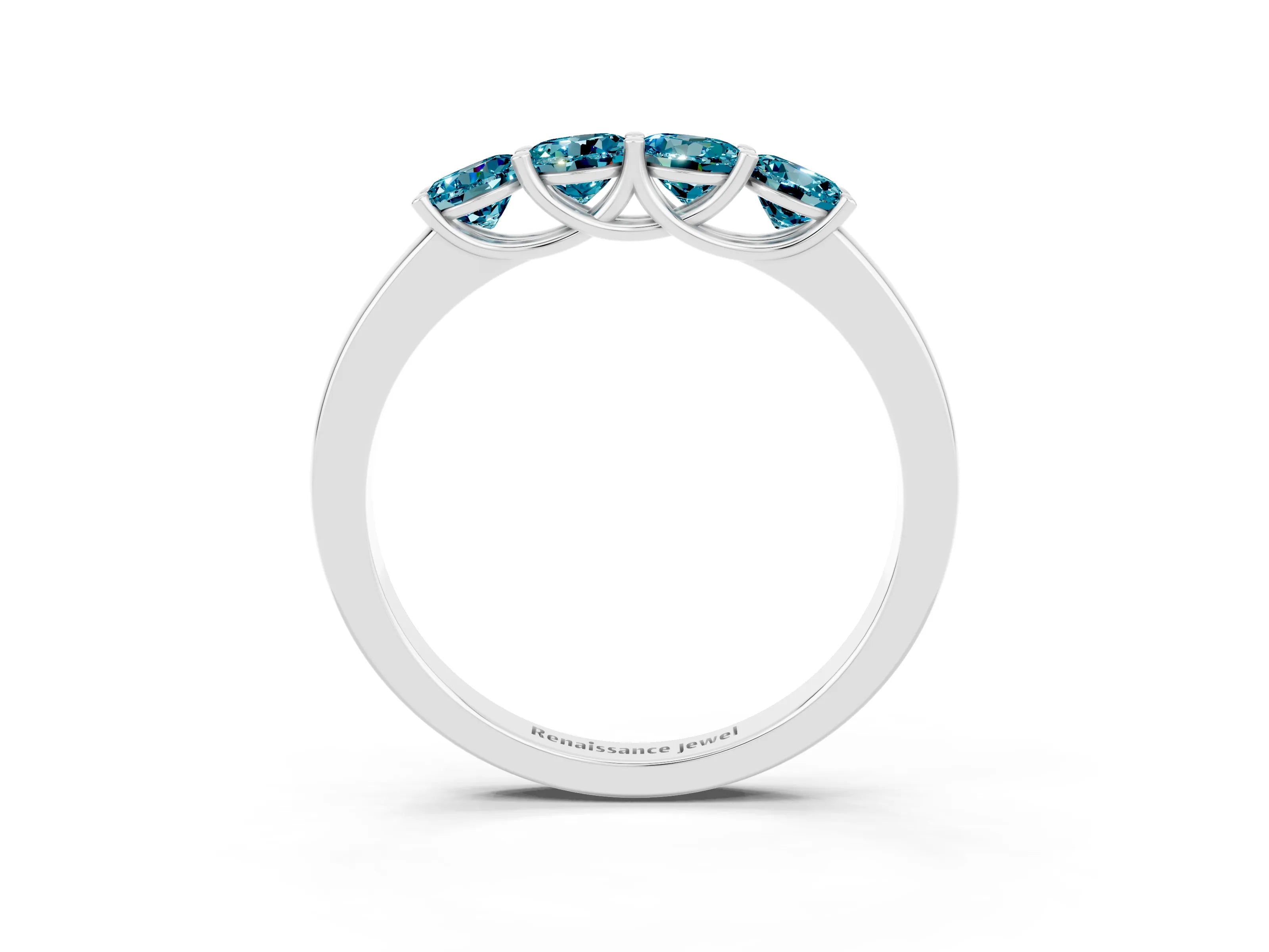 White gold Four-Stone Round Blue Topaz Prong-Set Band_21