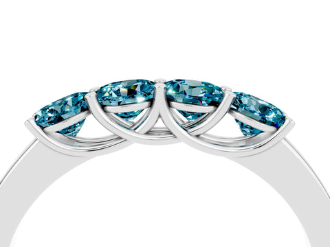 White gold Four-Stone Round Blue Topaz Prong-Set Band_22
