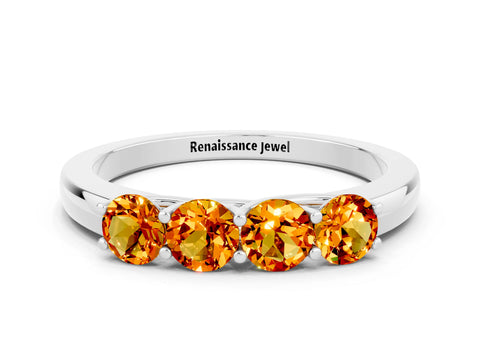 White gold Four-Stone Round Citrine Prong-Set Band_18