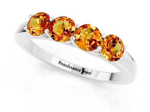 White gold Four-Stone Round Citrine Prong-Set Band_19
