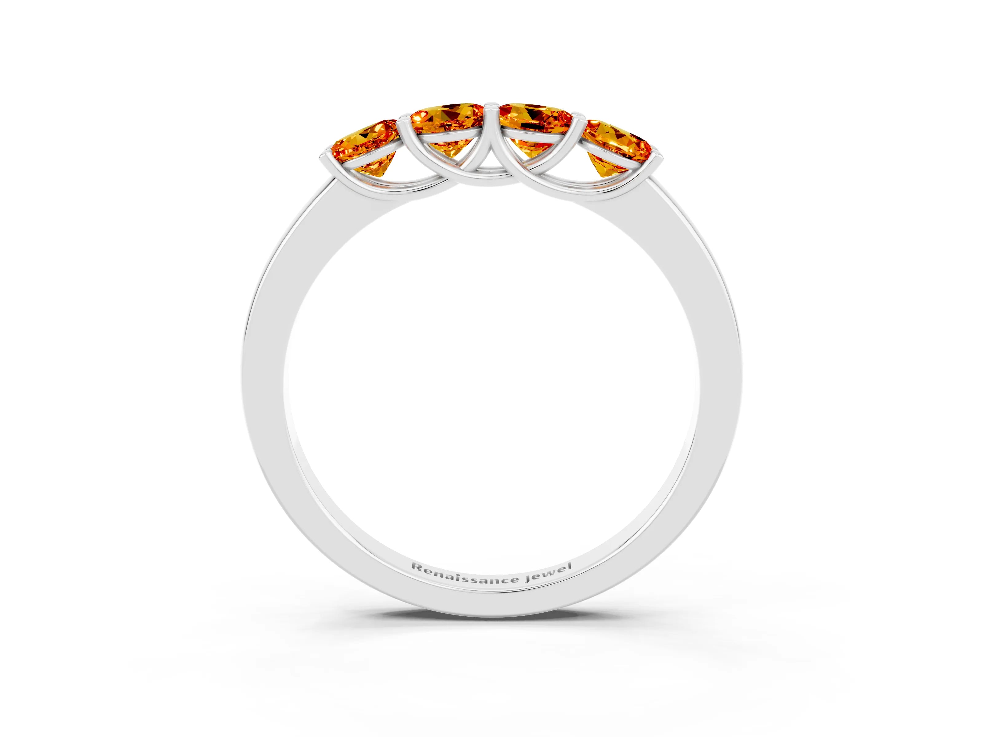 White gold Four-Stone Round Citrine Prong-Set Band_21