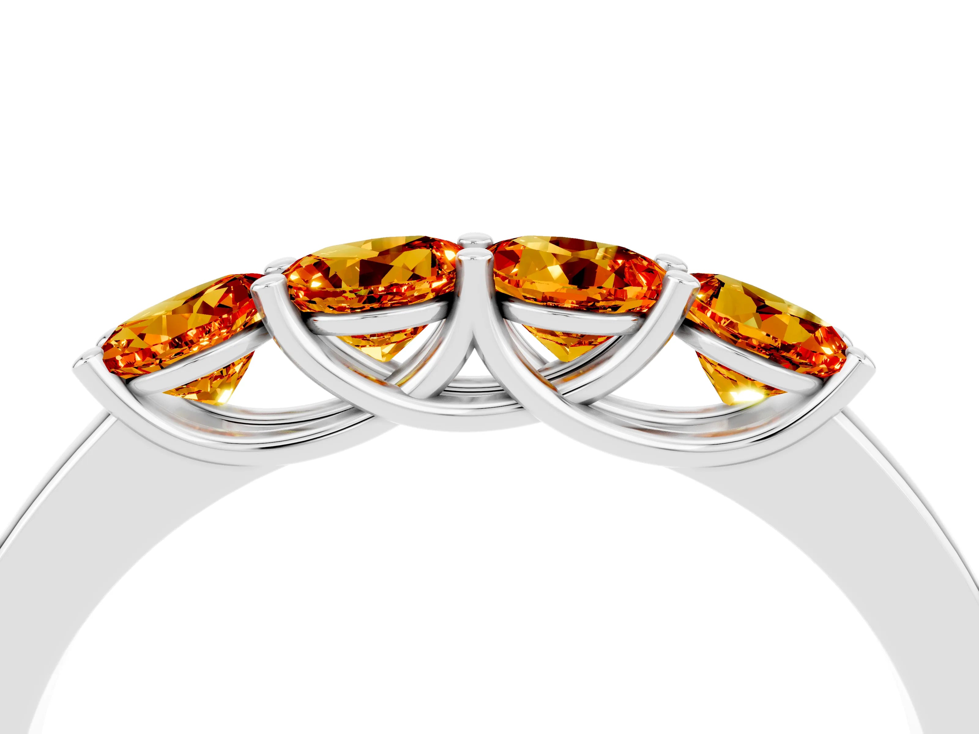White gold Four-Stone Round Citrine Prong-Set Band_22