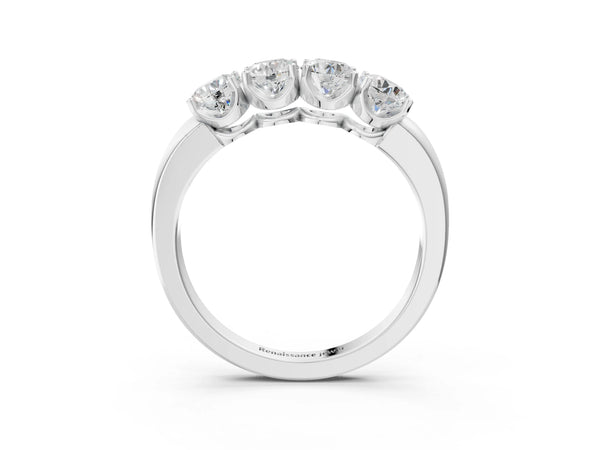 White gold Four-Stone Round Cut Diamond Prong-Set White Gold Band