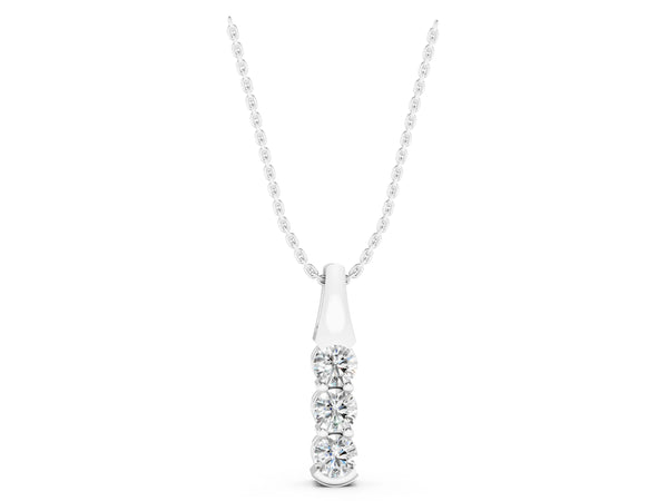 White gold Four-Stone Round Diamond Channel-Set Pendant