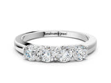 14K White Gold Four-Stone Round Diamond Prong-Set Band