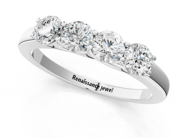 White gold Four-Stone Round Diamond Prong-Set Band
