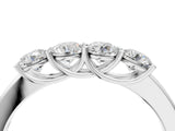 14K White Gold Four-Stone Round Diamond Prong-Set Band