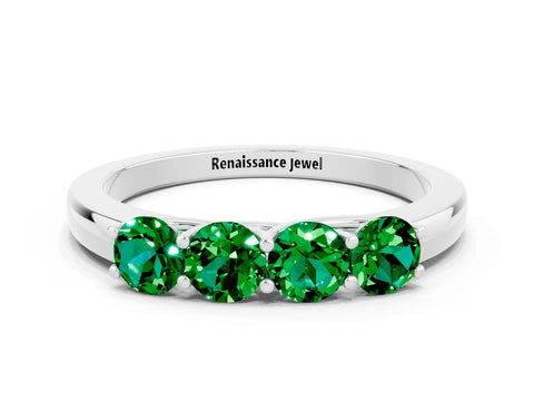 White gold Four-Stone Round Emerald Prong-Set Band_18