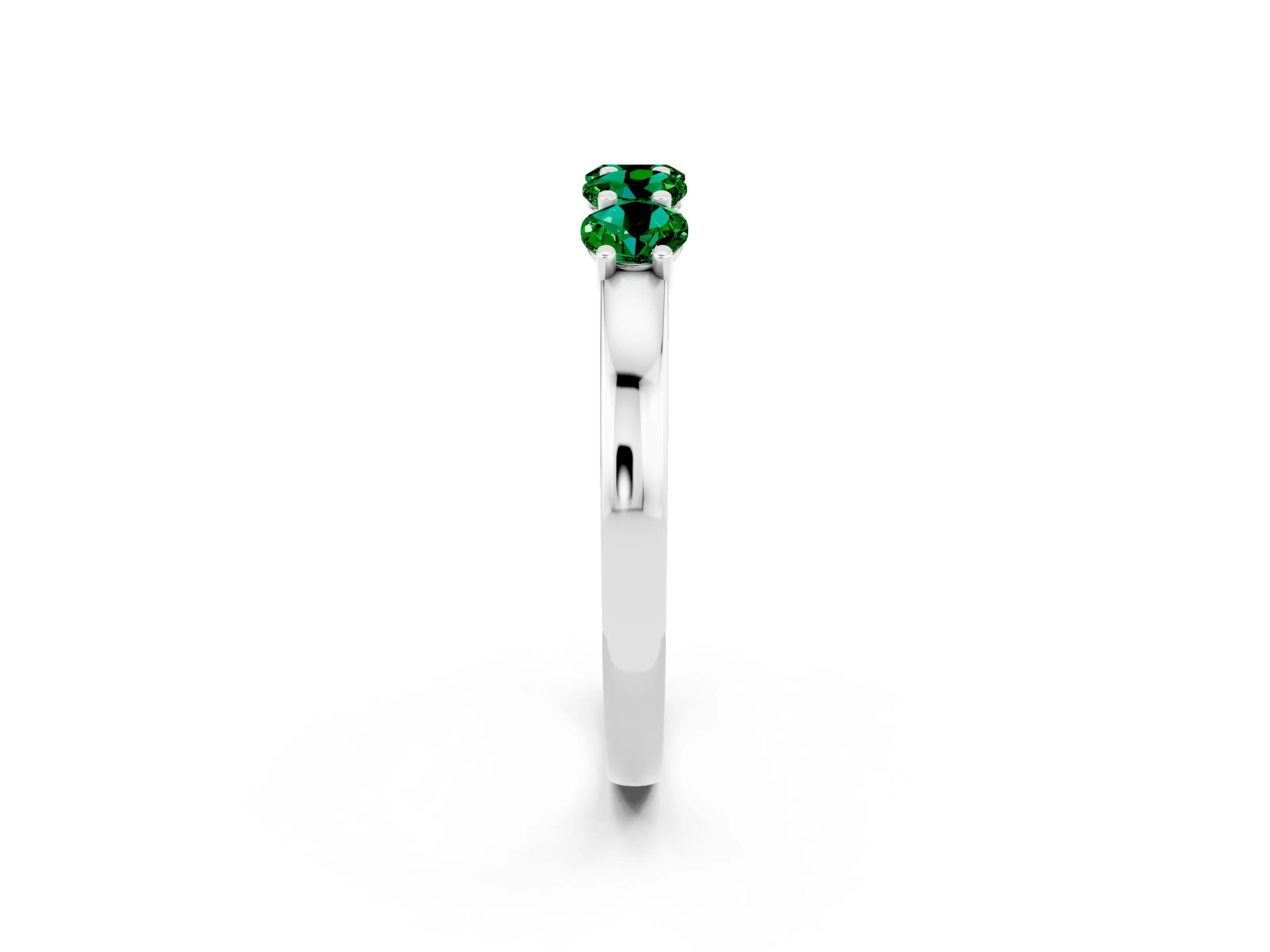 White gold Four-Stone Round Emerald Prong-Set Band_20