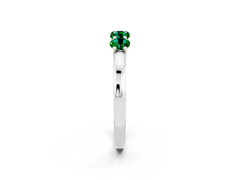 White gold Four-Stone Round Emerald Prong-Set Band_20
