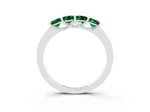 White gold Four-Stone Round Emerald Prong-Set Band_21