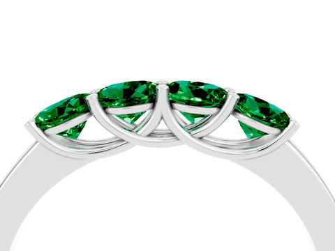 White gold Four-Stone Round Emerald Prong-Set Band_22