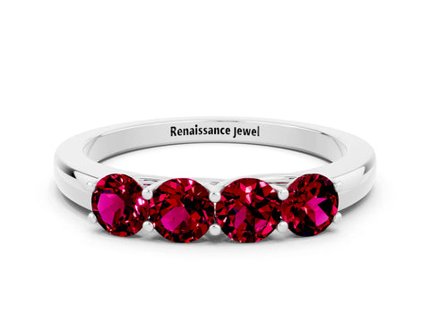 White gold Four-Stone Round Garnet Prong-Set Band_18