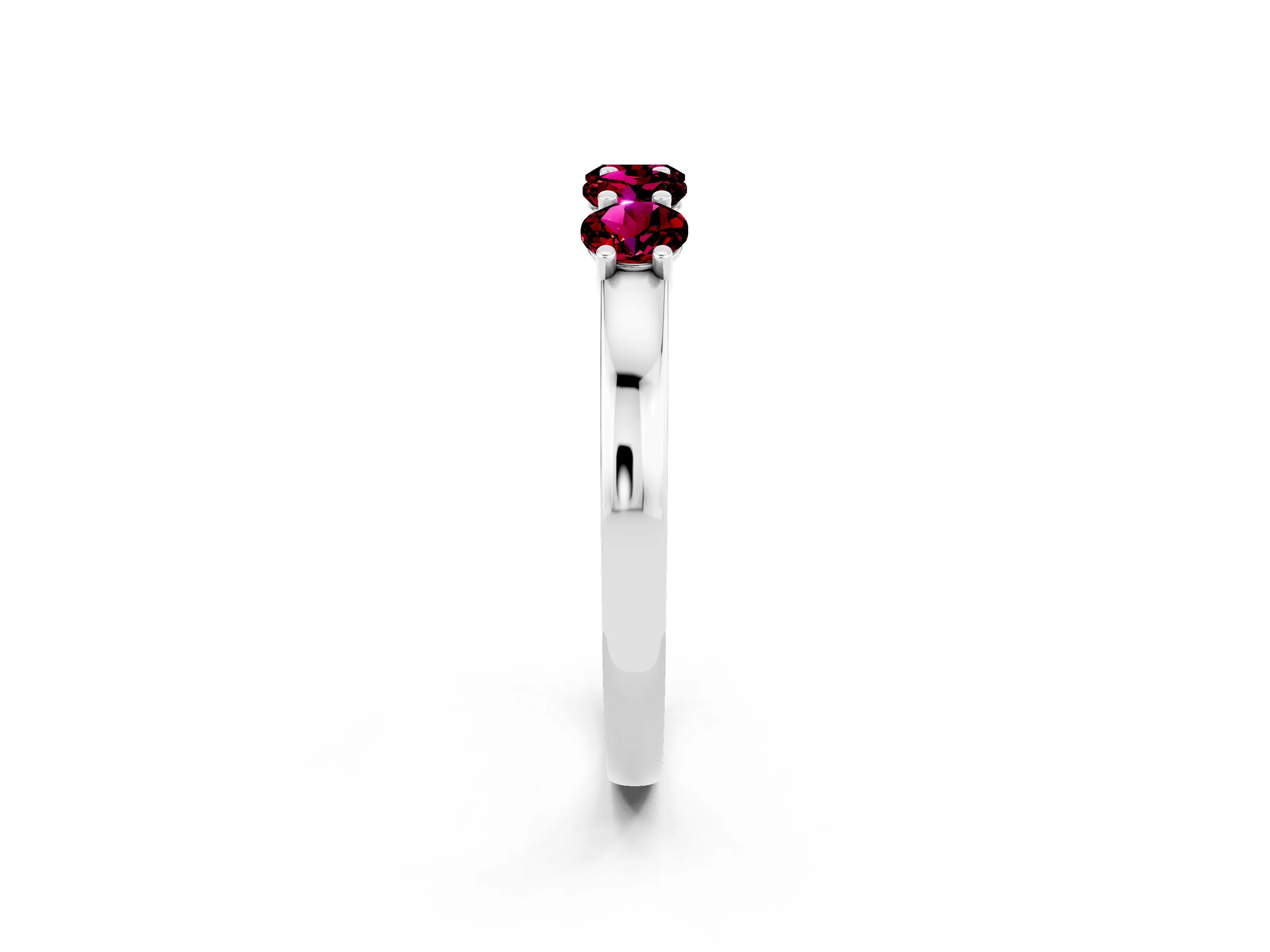 White gold Four-Stone Round Garnet Prong-Set Band_20