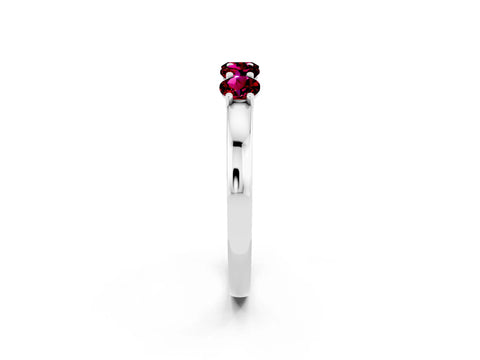White gold Four-Stone Round Garnet Prong-Set Band_20