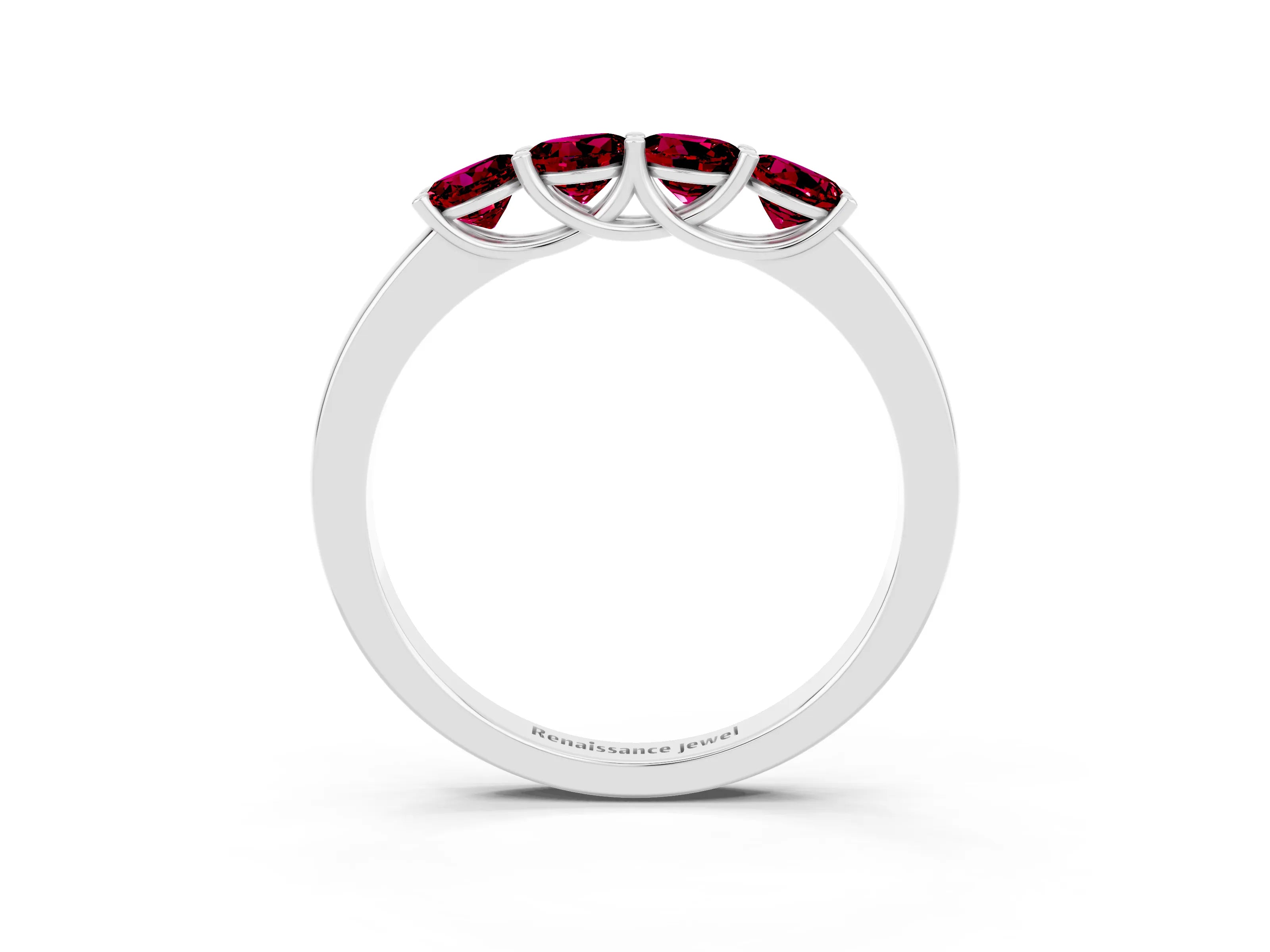 White gold Four-Stone Round Garnet Prong-Set Band_21