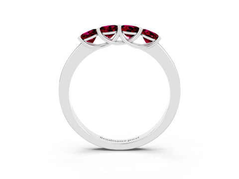 White gold Four-Stone Round Garnet Prong-Set Band_21