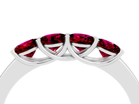 White gold Four-Stone Round Garnet Prong-Set Band_22