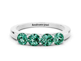 White gold Four-Stone Round Green Sapphire Prong-Set Band_18