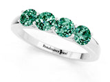 White gold Four-Stone Round Green Sapphire Prong-Set Band_19