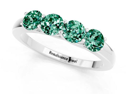 White gold Four-Stone Round Green Sapphire Prong-Set Band_19