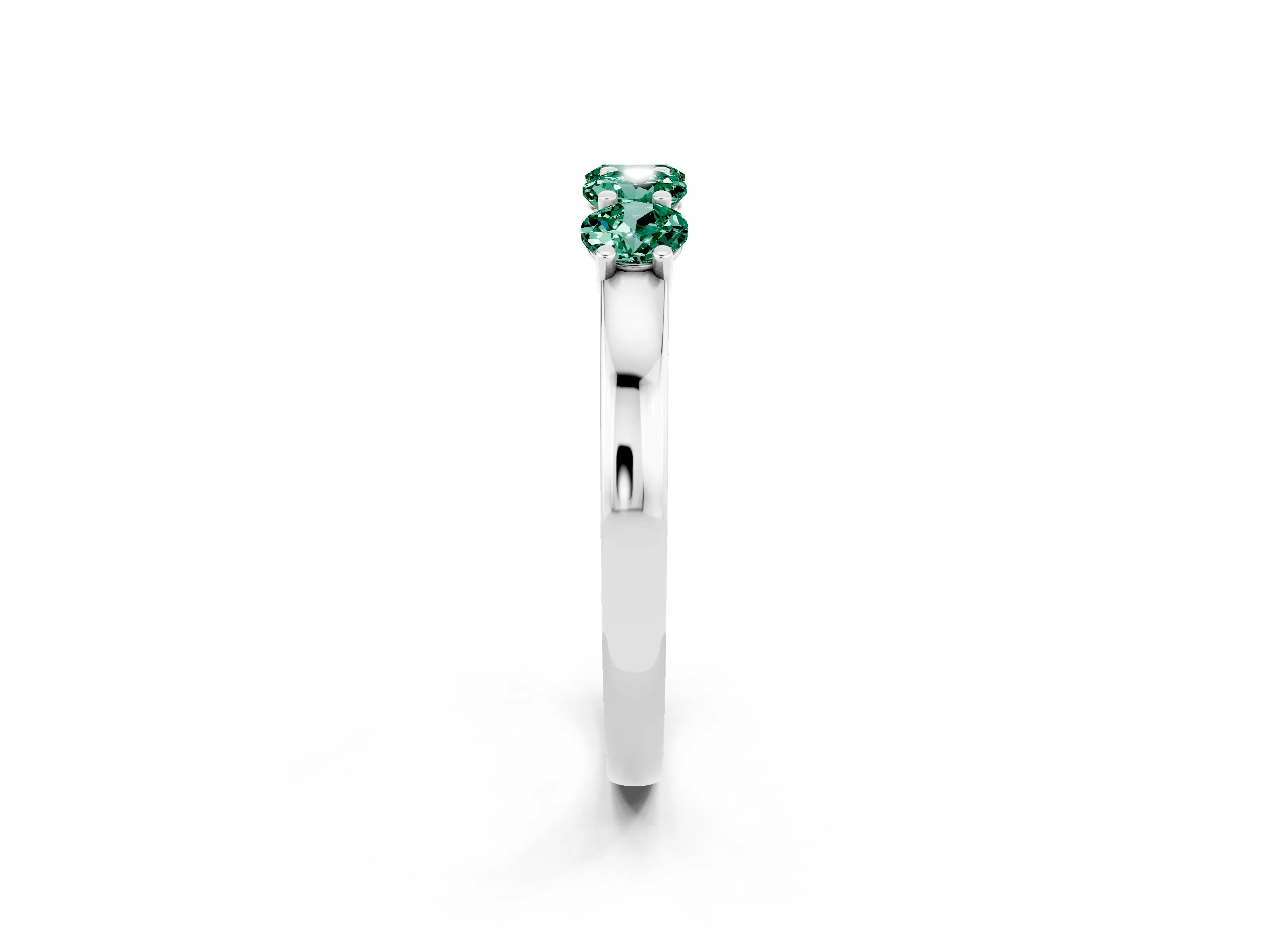 White gold Four-Stone Round Green Sapphire Prong-Set Band_20