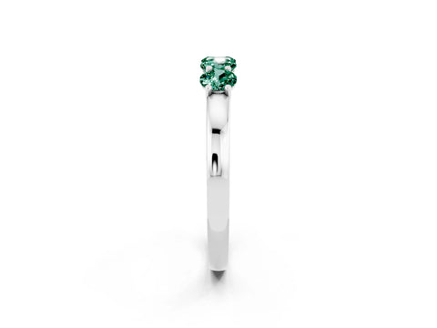 White gold Four-Stone Round Green Sapphire Prong-Set Band_20