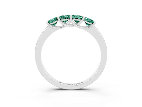 White gold Four-Stone Round Green Sapphire Prong-Set Band_21
