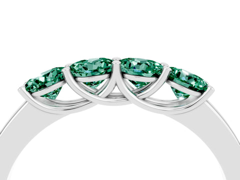 White gold Four-Stone Round Green Sapphire Prong-Set Band_22