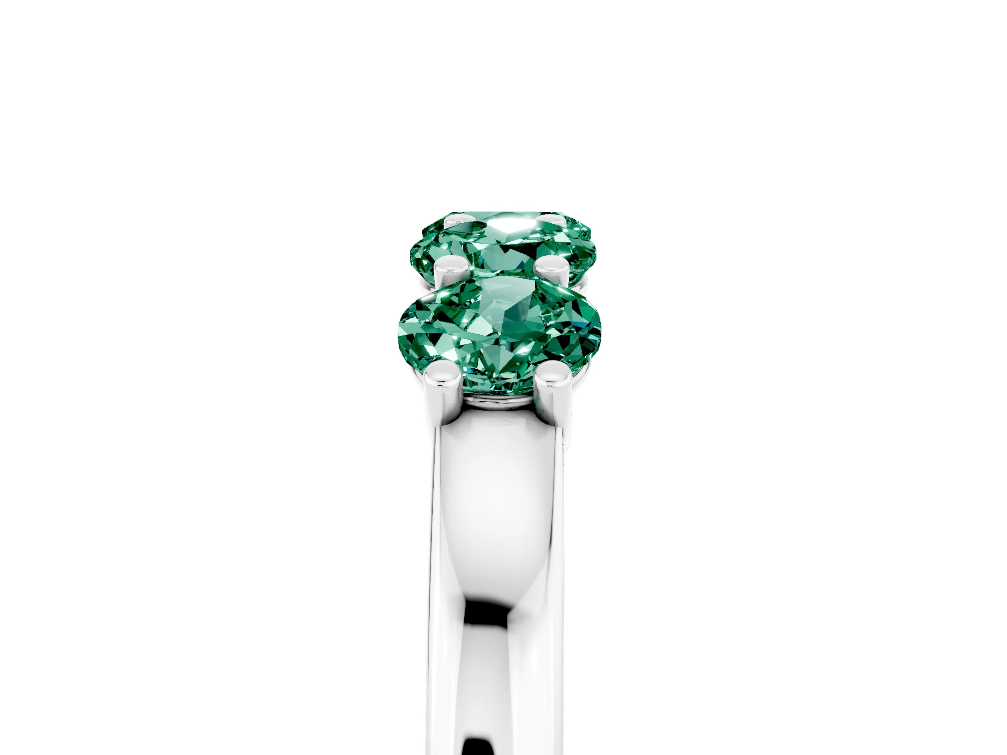 White gold Four-Stone Round Green Sapphire Prong-Set Band_23