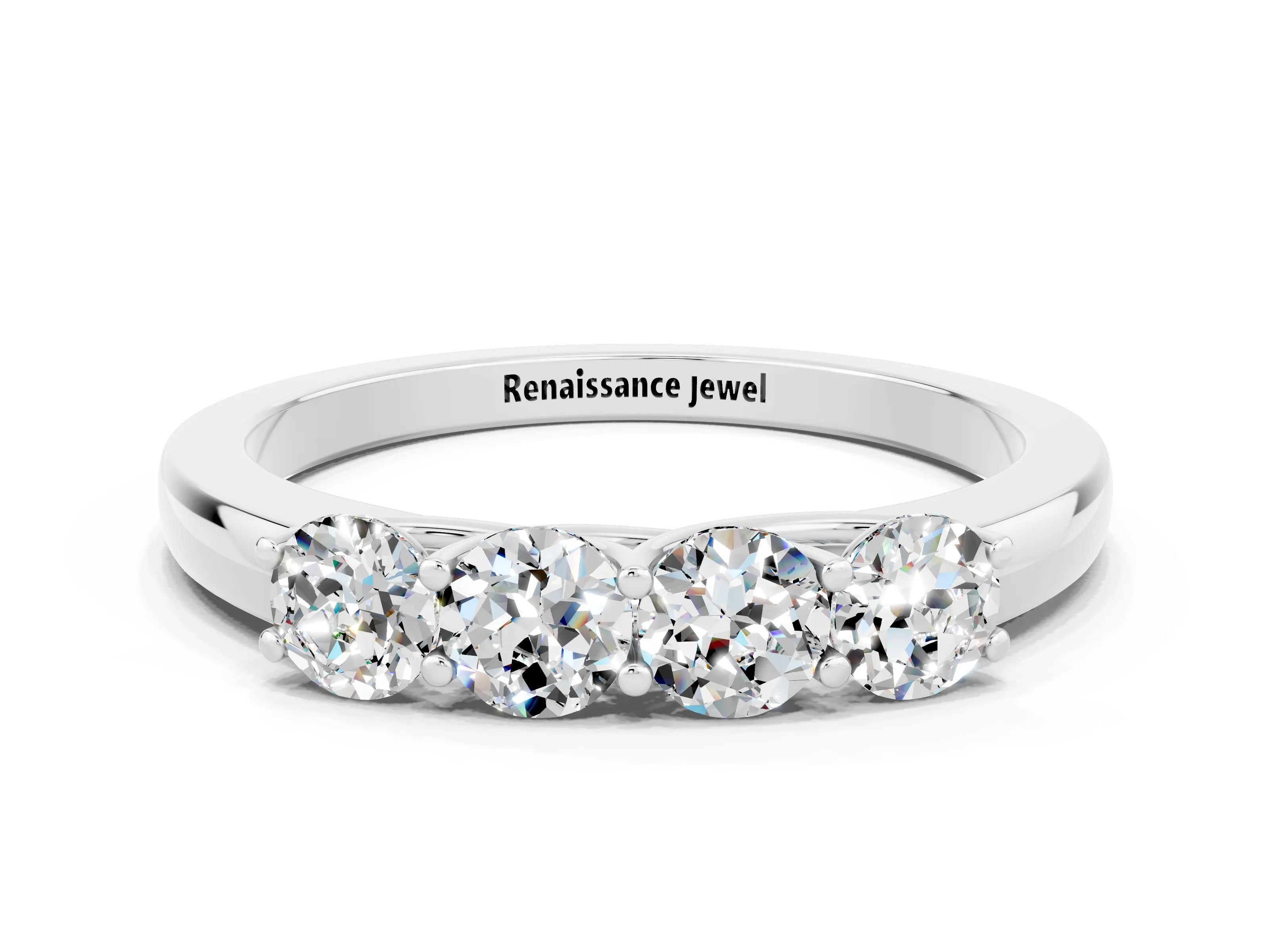 White gold Four-Stone Round Moissanite Prong-Set Band_18