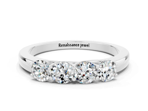 White gold Four-Stone Round Moissanite Prong-Set Band_18