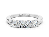 Silver Four-Stone Round Moissanite Prong-Set Band