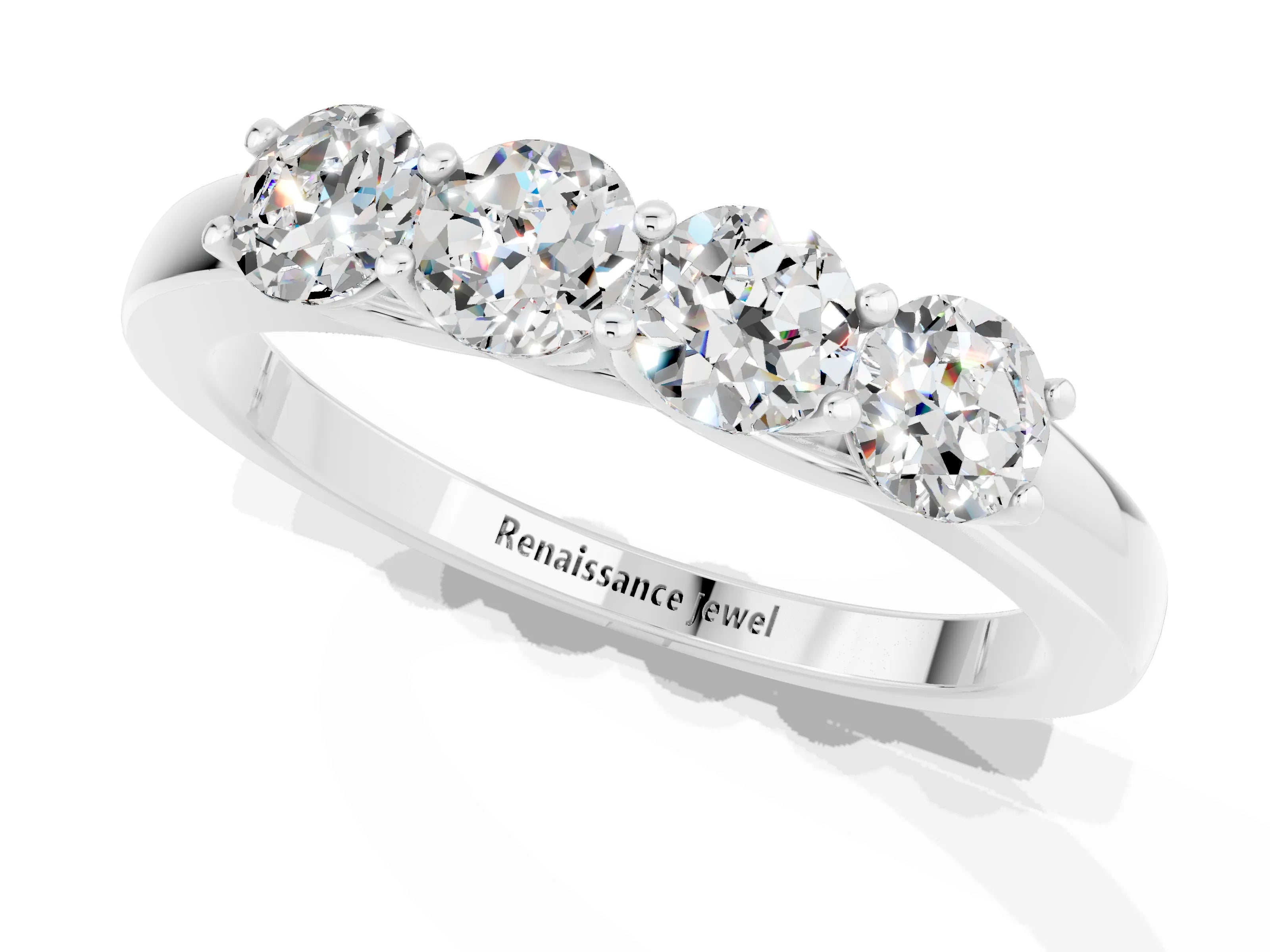 White gold Four-Stone Round Moissanite Prong-Set Band_19