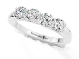Silver Four-Stone Round Moissanite Prong-Set Band