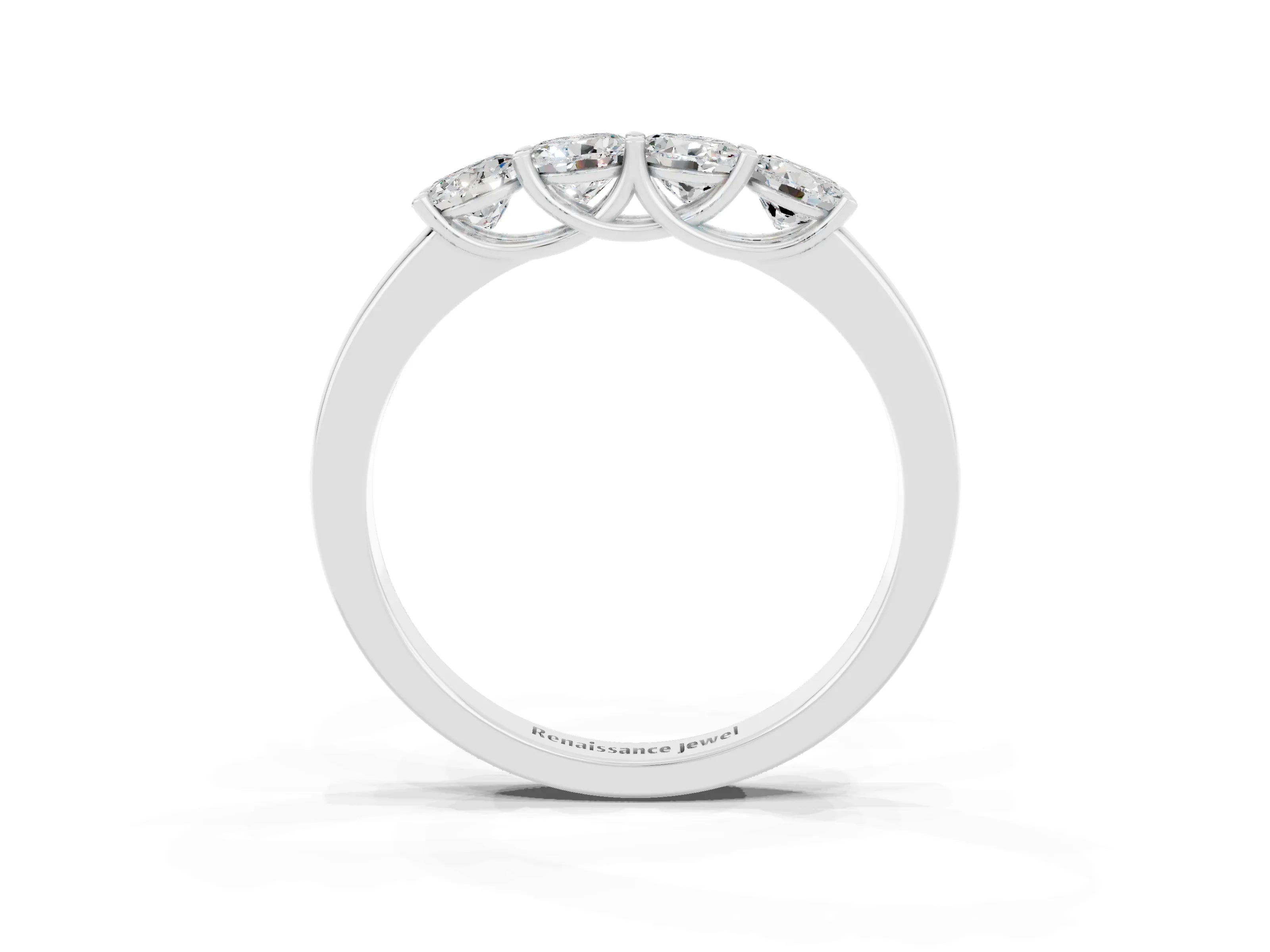 White gold Four-Stone Round Moissanite Prong-Set Band_21