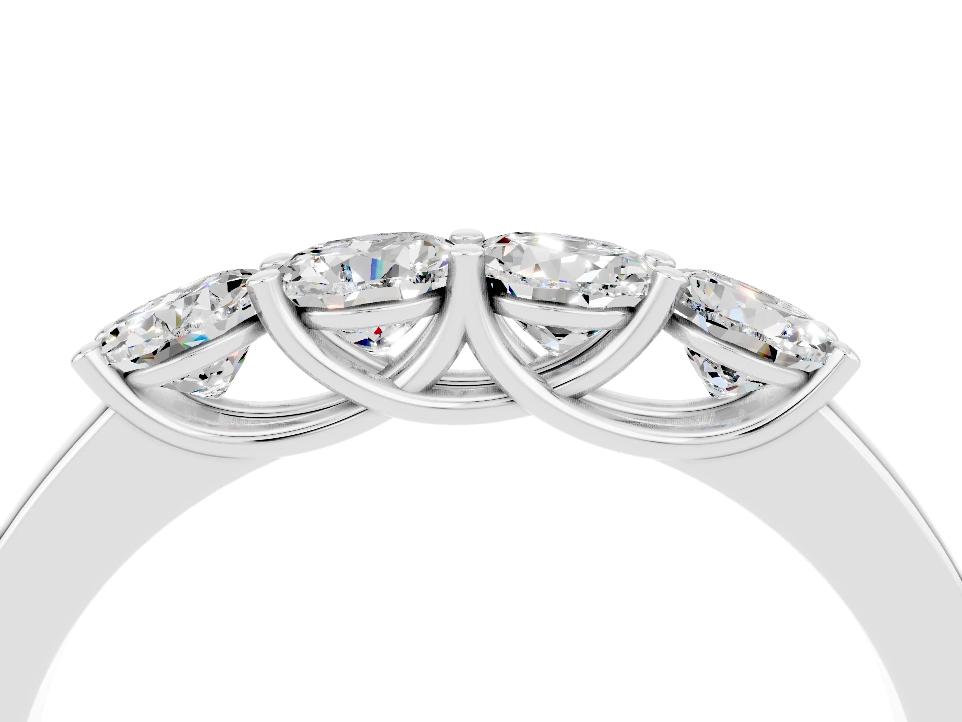 White gold Four-Stone Round Moissanite Prong-Set Band_22