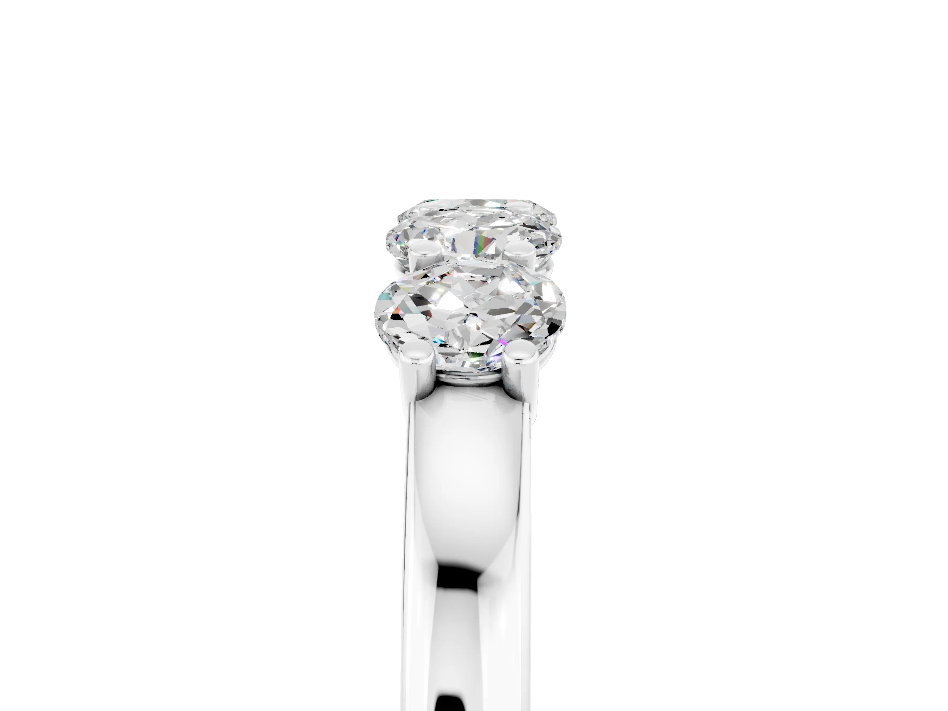 White gold Four-Stone Round Moissanite Prong-Set Band_23