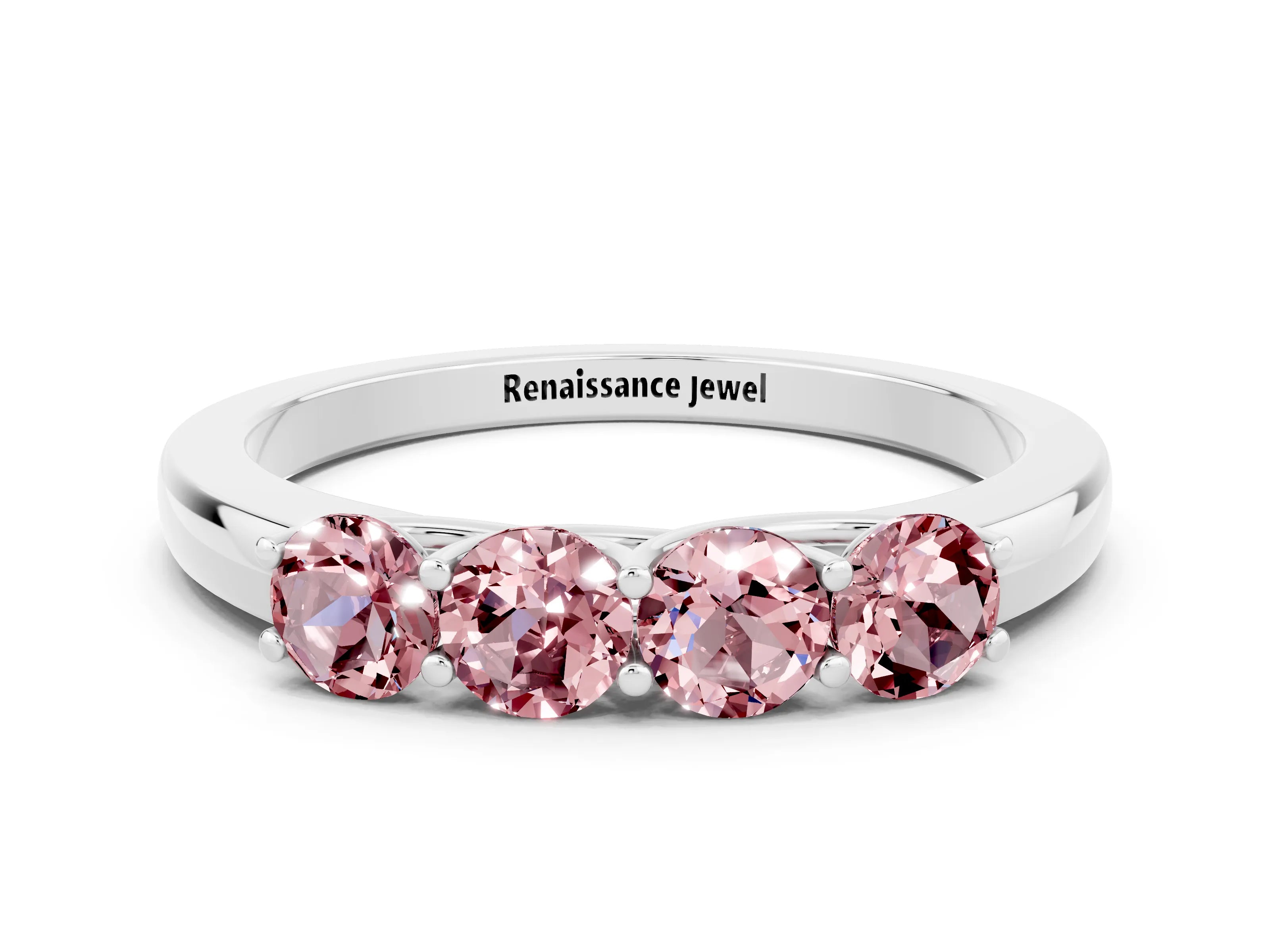 White gold Four-Stone Round Morganite Prong-Set Band_18