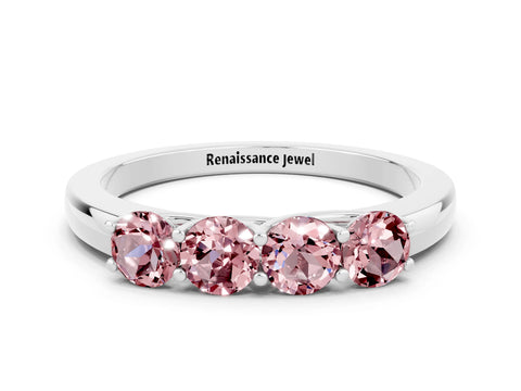 White gold Four-Stone Round Morganite Prong-Set Band_18