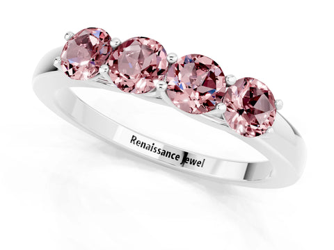 White gold Four-Stone Round Morganite Prong-Set Band_19