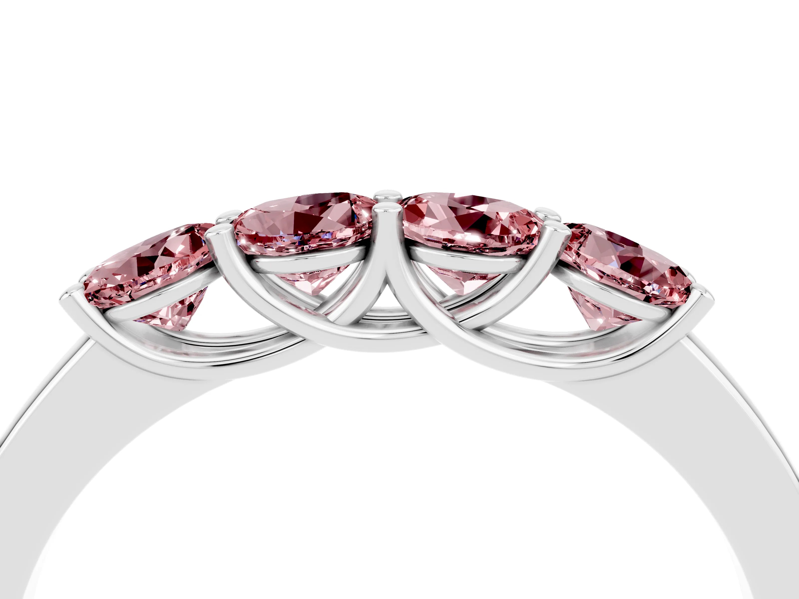 White gold Four-Stone Round Morganite Prong-Set Band_22