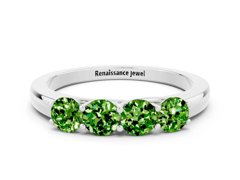 White gold Four-Stone Round Peridot Prong-Set Band_18