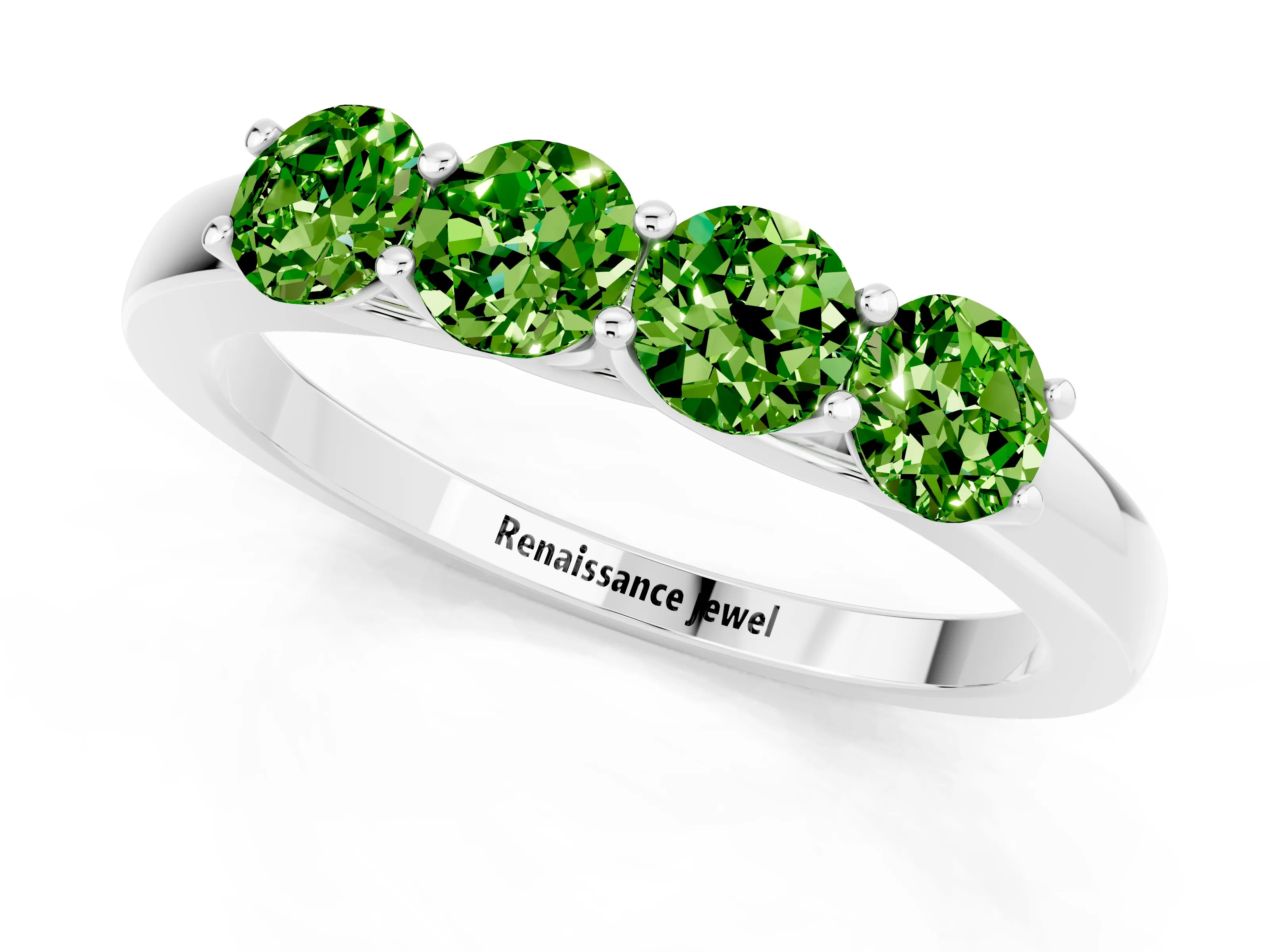 White gold Four-Stone Round Peridot Prong-Set Band_19