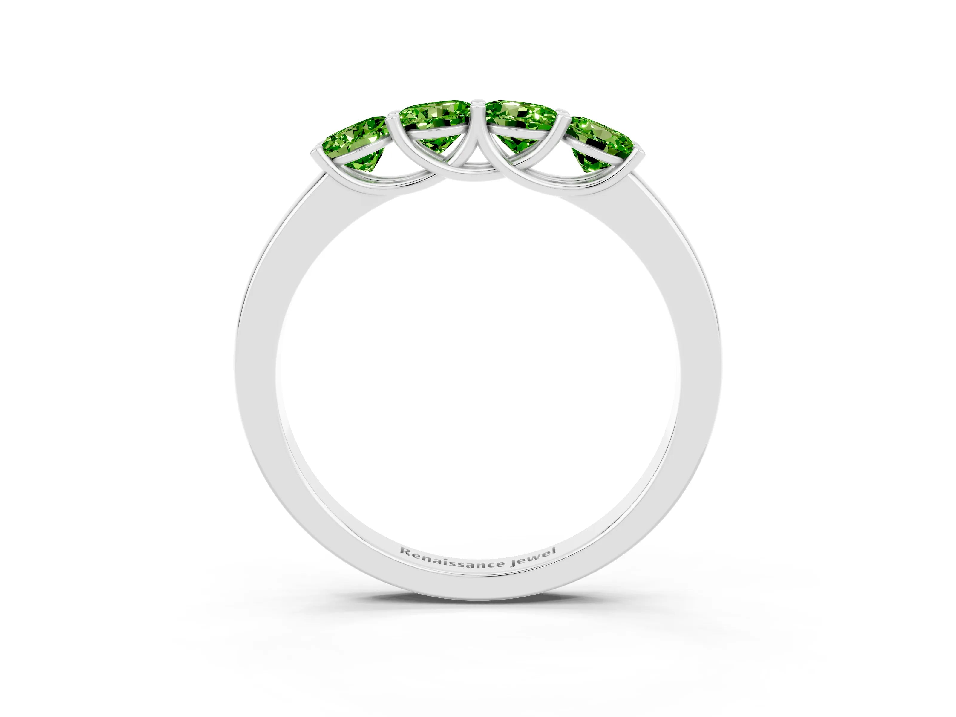 White gold Four-Stone Round Peridot Prong-Set Band_21