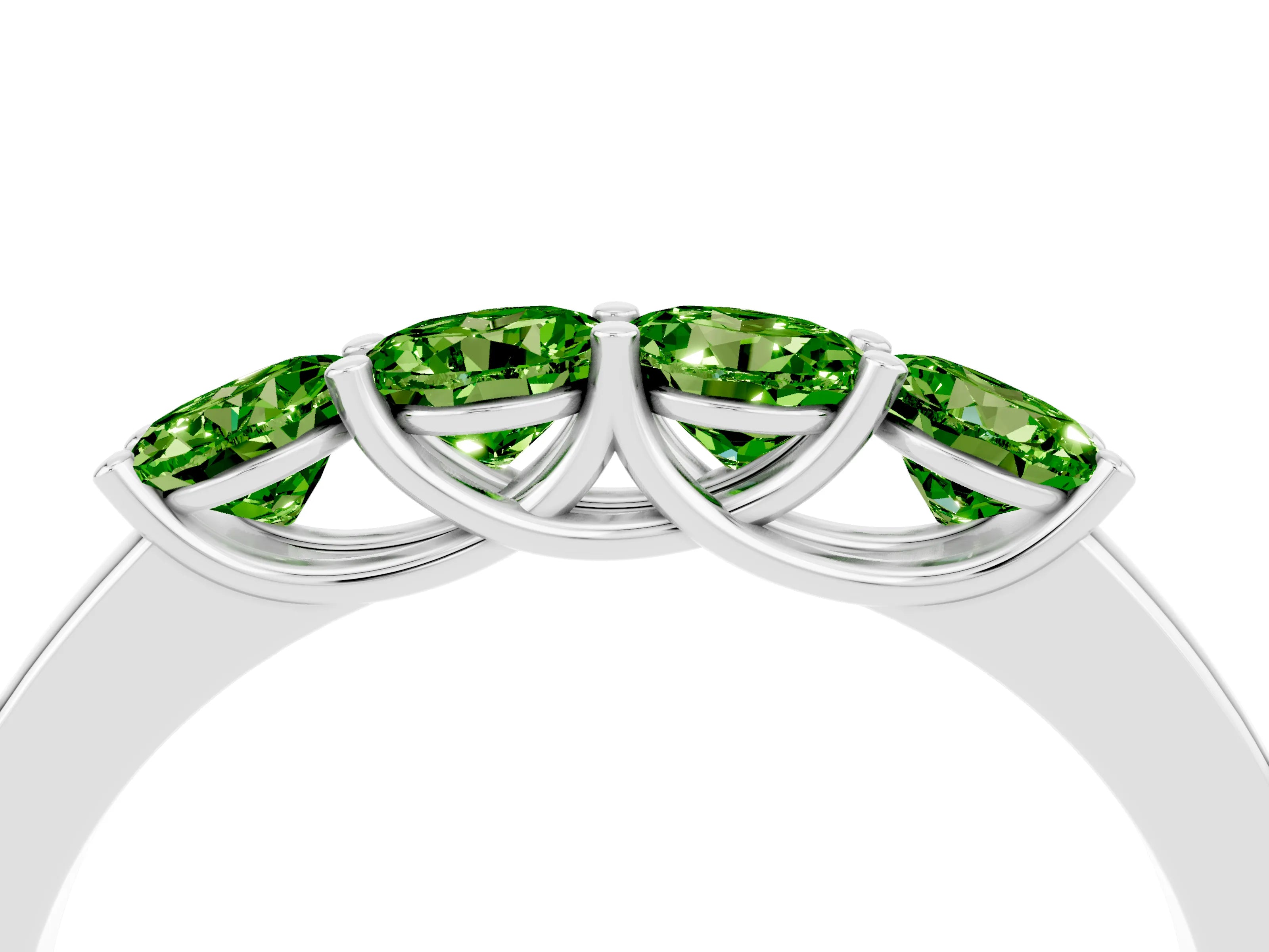 White gold Four-Stone Round Peridot Prong-Set Band_22